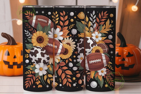 Floral Football Tumbler Wrap 20oz Sublimation PixelChick 