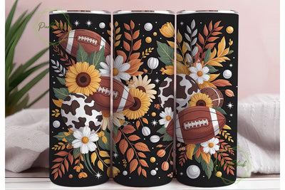 Floral Football Tumbler Wrap 20oz Sublimation PixelChick 