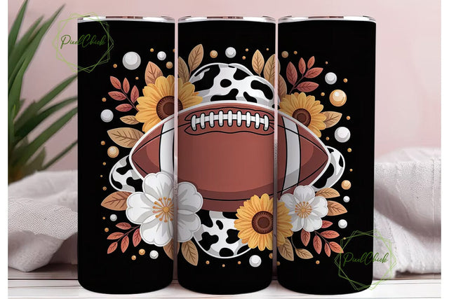 Floral Football Tumbler Wrap 20oz Sublimation PixelChick 