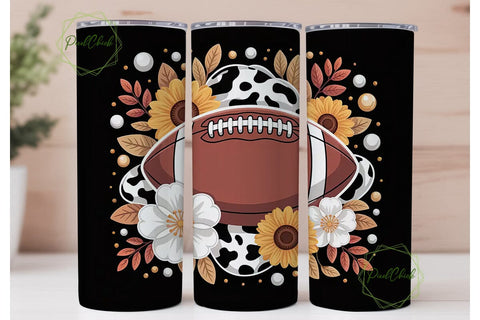 Floral Football Tumbler Wrap 20oz Sublimation PixelChick 