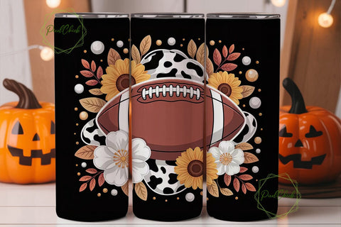 Floral Football Tumbler Wrap 20oz Sublimation PixelChick 