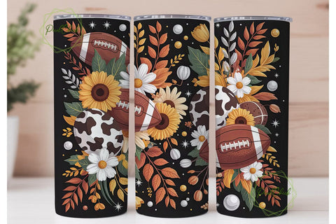 Floral Football Tumbler Wrap 20oz Sublimation PixelChick 