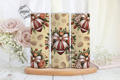 Floral Football Tumbler Wrap Sublimation sassyprint 