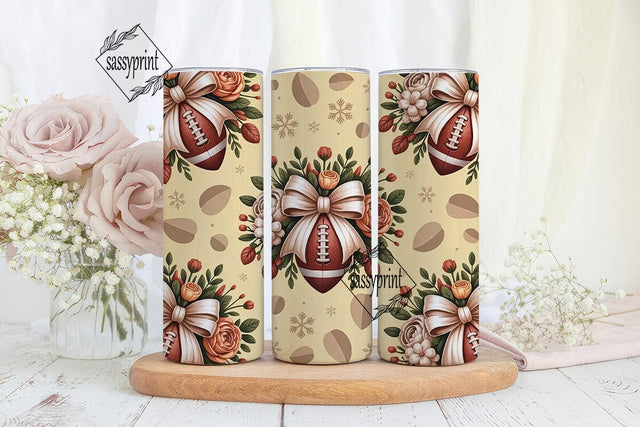 Floral Football Tumbler Wrap Sublimation sassyprint 