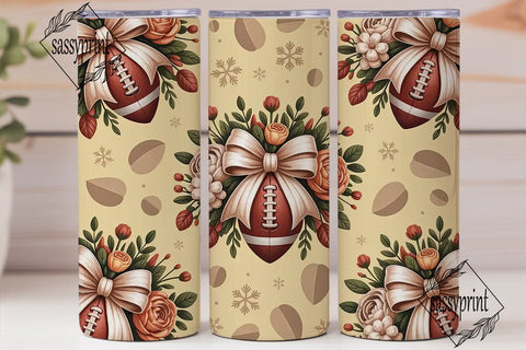 Floral Football Tumbler Wrap Sublimation sassyprint 