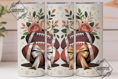 Floral Football Tumbler Wrap Sublimation sassyprint 