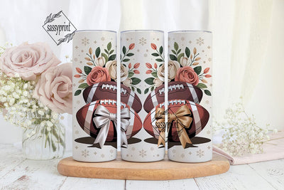 Floral Football Tumbler Wrap Sublimation sassyprint 