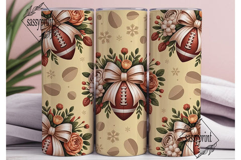Floral Football Tumbler Wrap Sublimation sassyprint 