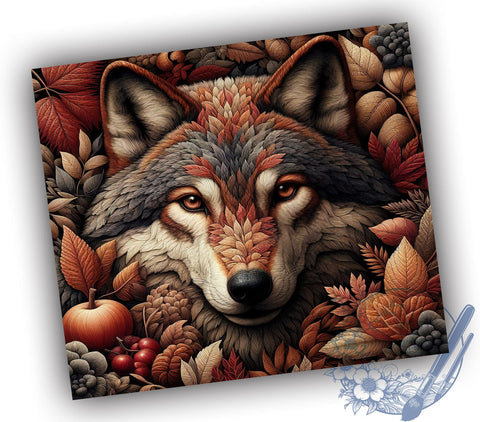 Floral Forest Wolf Boho 20oz Tumbler Wrap, Floral Forest Mug, 20oz Wildlife Drinkware, Animal Lover Gift, Nature Art Tumbler, Wolf Lover Cup, Boho Style Tumbler Sublimation ToriDesigns 