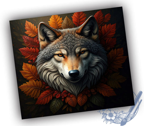 Floral Forest Wolf Boho 20oz Tumbler Wrap, Floral Forest Mug, 20oz Wildlife Drinkware, Animal Lover Gift, Nature Art Tumbler, Wolf Lover Cup, Boho Style Tumbler Sublimation ToriDesigns 