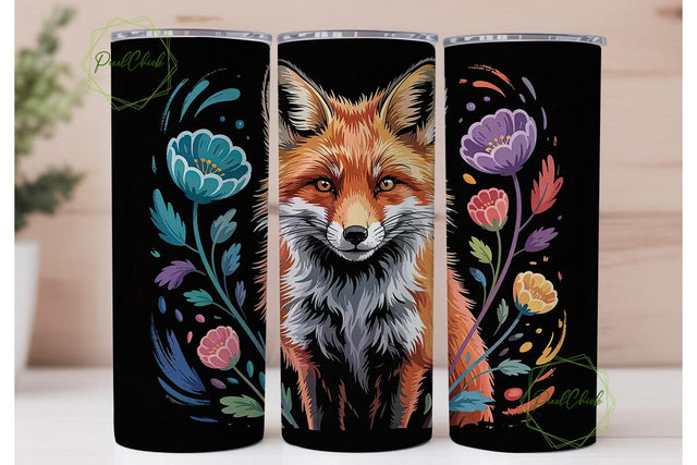 Floral Fox 20oz Tumbler Wrap Sublimation PixelChick 