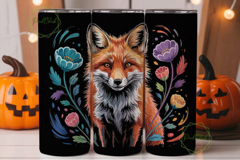 Floral Fox 20oz Tumbler Wrap Sublimation PixelChick 