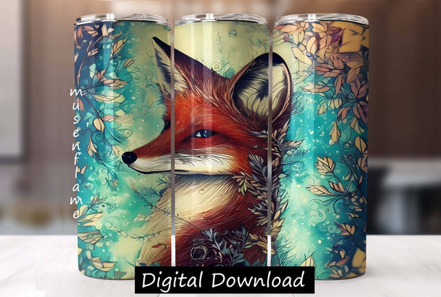 Floral Fox | Straight Sublimation Tumbler Design 20oz, 30oz Sublimation MFsublimationdesign 
