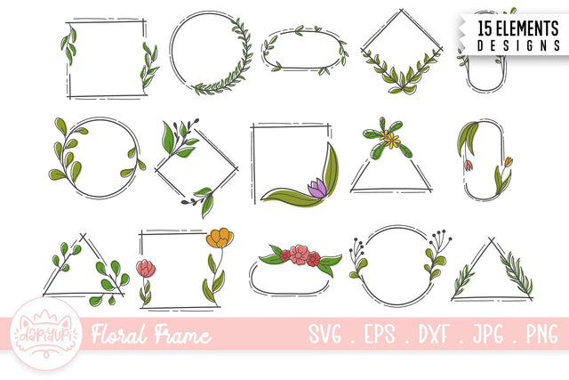 Floral Frame Bundle SVG dapiyupi store 