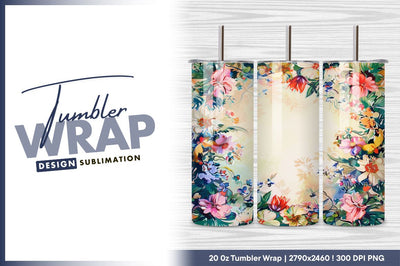 Floral frame colorful watercolor tumbler png Sublimation Regulrcrative 