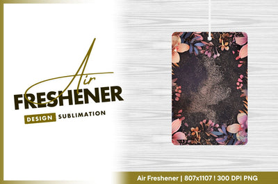 Floral frame on dark background air freshener png Sublimation Regulrcrative 