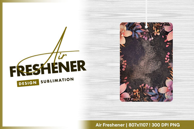 Floral frame on dark background air freshener png Sublimation Regulrcrative 