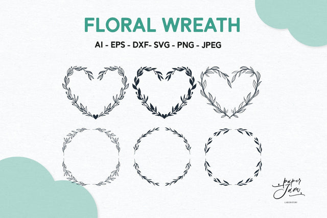 Floral frame SVG Floral Heart SVG Wedding floral frame svg SVG Paperjamlab 
