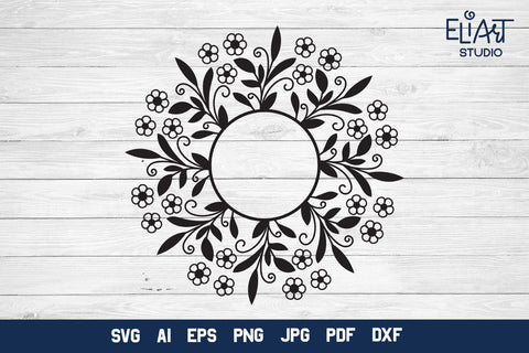 Floral Frame SVG, Flower Monogram Frame, Round Floral Frame PNG Design. SVG Elinorka 