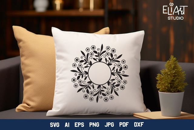 Floral Frame SVG, Flower Monogram Frame, Round Floral Frame PNG Design. SVG Elinorka 