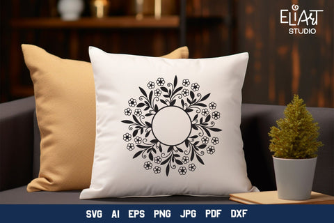 Floral Frame SVG, Flower Monogram Frame, Round Floral Frame PNG Design. SVG Elinorka 