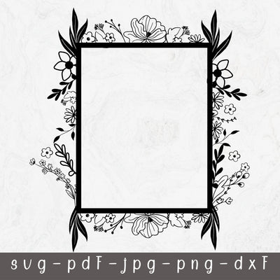 Floral Frame SVG, Rectangular Frame, Floral borders svg, Square frame, Flower Monogram frame, Wedding Sign, Floral Wedding Template SVG SilaBerlin 