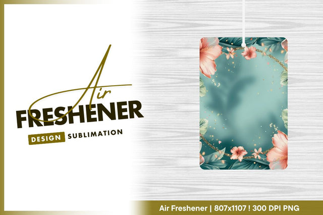 Floral frame with glitter and teal background Sublimation Regulrcrative 