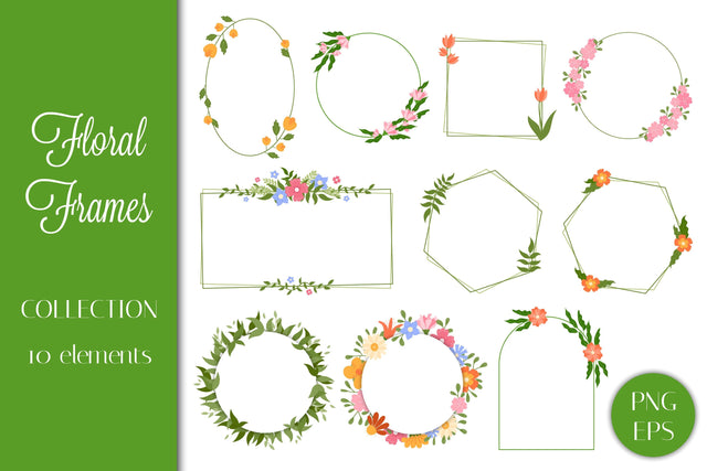 Floral Frames PNG | Flowers Wreath Round Hexagon Square Rectangular Oval | Botanical Decorative Borders | Blossom Clipart Digital Download Sublimation AnnaViolet_store 