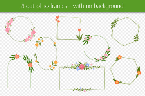 Floral Frames PNG | Flowers Wreath Round Hexagon Square Rectangular Oval | Botanical Decorative Borders | Blossom Clipart Digital Download Sublimation AnnaViolet_store 