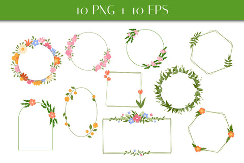 Floral Frames PNG | Flowers Wreath Round Hexagon Square Rectangular Oval | Botanical Decorative Borders | Blossom Clipart Digital Download Sublimation AnnaViolet_store 