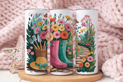 Floral Garden Boots 20oz Tumbler Wrap Sublimation DesignSVG 