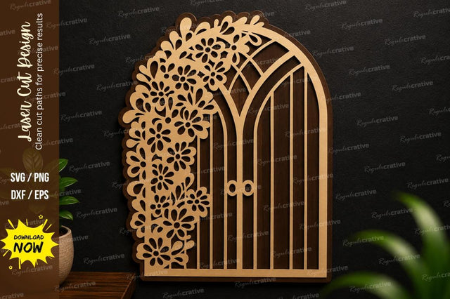 Floral Garden Gate Laser Cut SVG Design SVG Regulrcrative 
