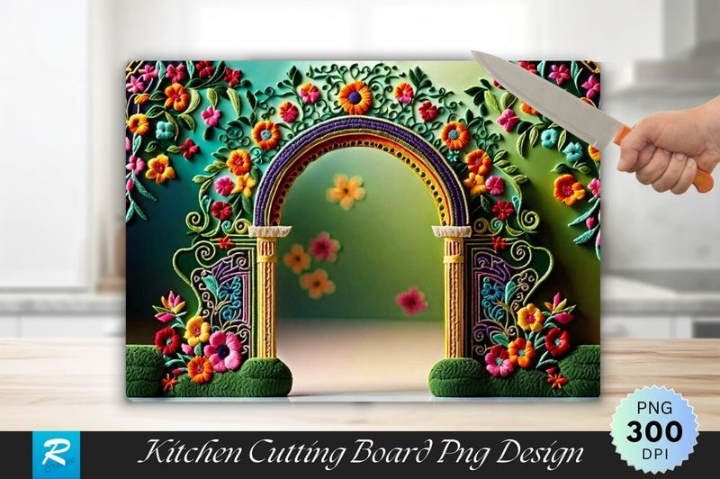 Floral Gate Background Cutting Board Sublimation Regulrcrative 