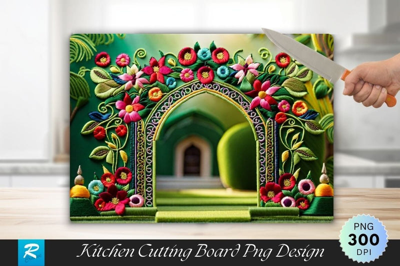 Floral Gate Background Cutting Board Sublimation Regulrcrative 