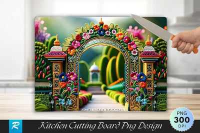 Floral Gate Background Cutting Board Sublimation Regulrcrative 