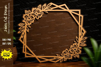 Floral Geometric Frame Laser Cut Svg Design SVG Regulrcrative 