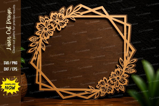 Floral Geometric Frame Laser Cut Svg Design SVG Regulrcrative 