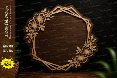 Floral Geometric Frame Laser Cut Svg Design SVG Regulrcrative 