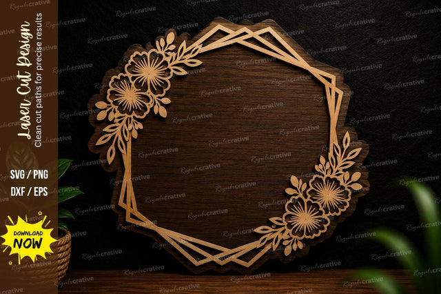 Floral Geometric Frame Laser Cut Svg Design SVG Regulrcrative 
