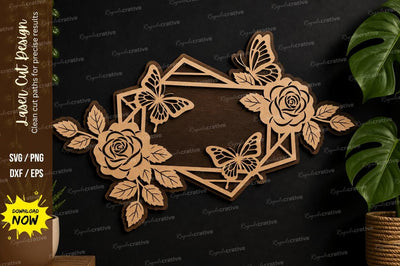 Floral Geometric Frame laser cut svg File SVG Regulrcrative 