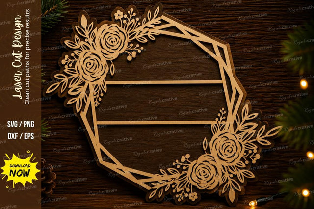 Floral Geometric Wreath Laser Cut Svg Design SVG Regulrcrative 