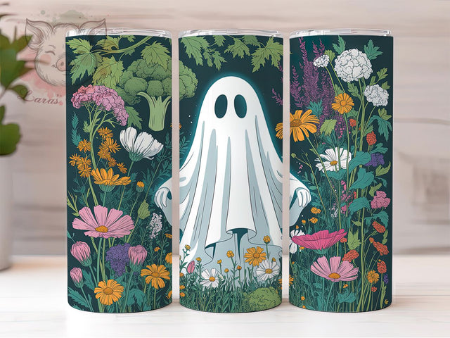 Floral Ghost Cute Halloween Tumbler, Spooky Season Wrap, Halloween Floral Sublimation, Cute Ghost With Flowers, Autumn Floral Ghost Tumbler, Pastel Spooky Drinkware, Witchy Floral Halloween Wrap Sublimation Lara' s Designs 