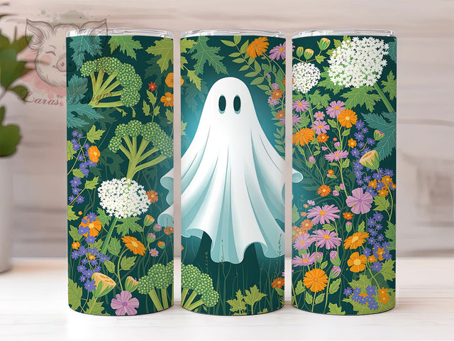 Floral Ghost Cute Halloween Tumbler, Spooky Season Wrap, Halloween Floral Sublimation, Cute Ghost With Flowers, Autumn Floral Ghost Tumbler, Pastel Spooky Drinkware, Witchy Floral Halloween Wrap Sublimation Lara' s Designs 
