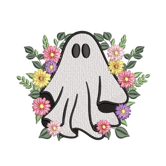 Floral Ghost Embroidery Design, Halloween Ghost Embroidery Design, 3 sizes, Instant Download Embroidery/Applique DESIGNS Nino Nadaraia 