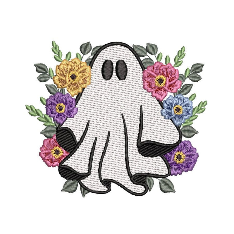 Floral Ghost Embroidery Design, Halloween Ghost Embroidery Design, 3 ...