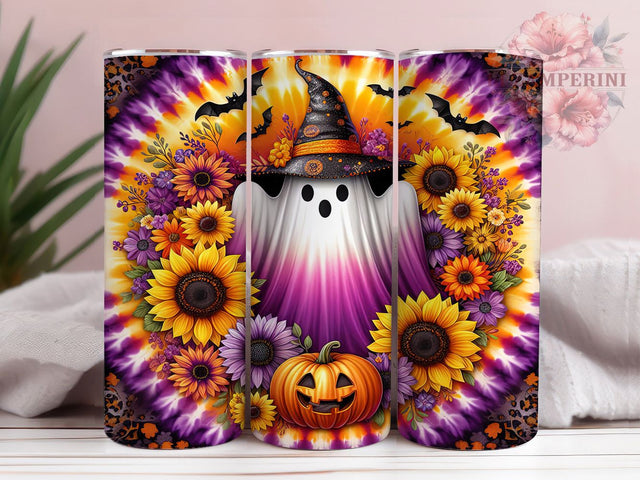 Floral Ghost Halloween Tumbler, Halloween Flower Wrap, 20oz Sublimation, Spooky Floral Cup, Cute Ghost Mug, Autumn Halloween Tumbler, Floral Halloween Drinkware Sublimation Li Zamperini 