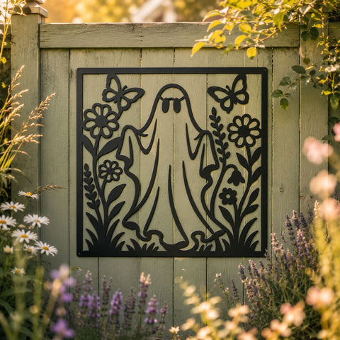 Floral Ghost Laser SVG | Halloween Ghost DXF | Ghost CNC File | Cute Spooky Metal Art | Plasma Cut Wall Decor SVG HappyDesignStudio 