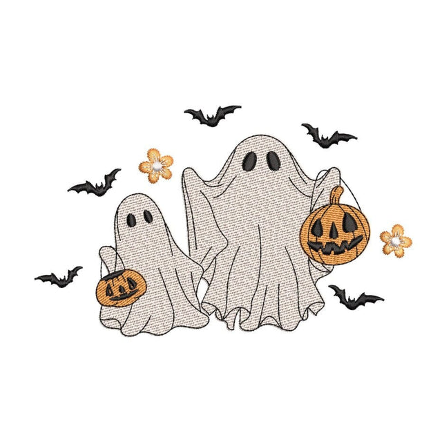 Floral Ghosts Embroidery Design, Halloween Embroidery Design, 3 sizes, Instant Download Embroidery/Applique DESIGNS Nino Nadaraia 