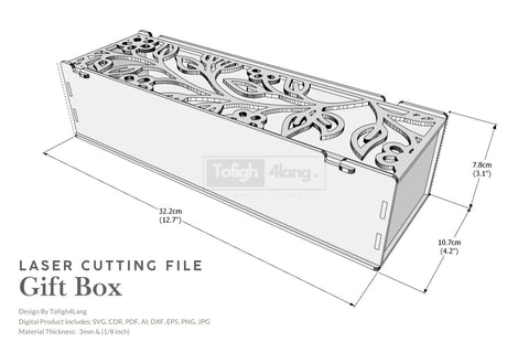 Floral Gift Box SVG File | Laser Cutting File | Valentine SVG tofigh4lang 