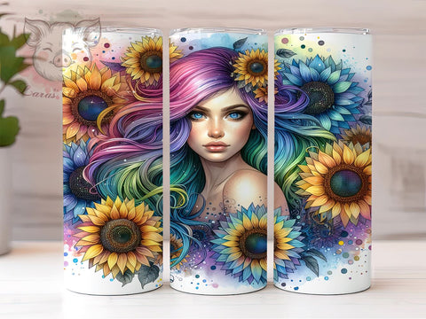 Floral Girl 20oz Tumbler Png, Straight & Tapered Tumbler Png, Western Sunflower Tumbler Png, Digital Download PNG Sublimation Lara' s Designs 